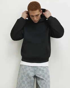 Black Oversized Fit Neoprene Hoodie