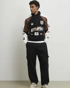 Black Oversized Fit Panel Hoodie