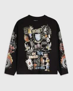 Black Oversized Fit Tattoo Graphic T-Shirt