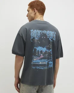 Black Oversized Fit Washed Downtown T-Shirt