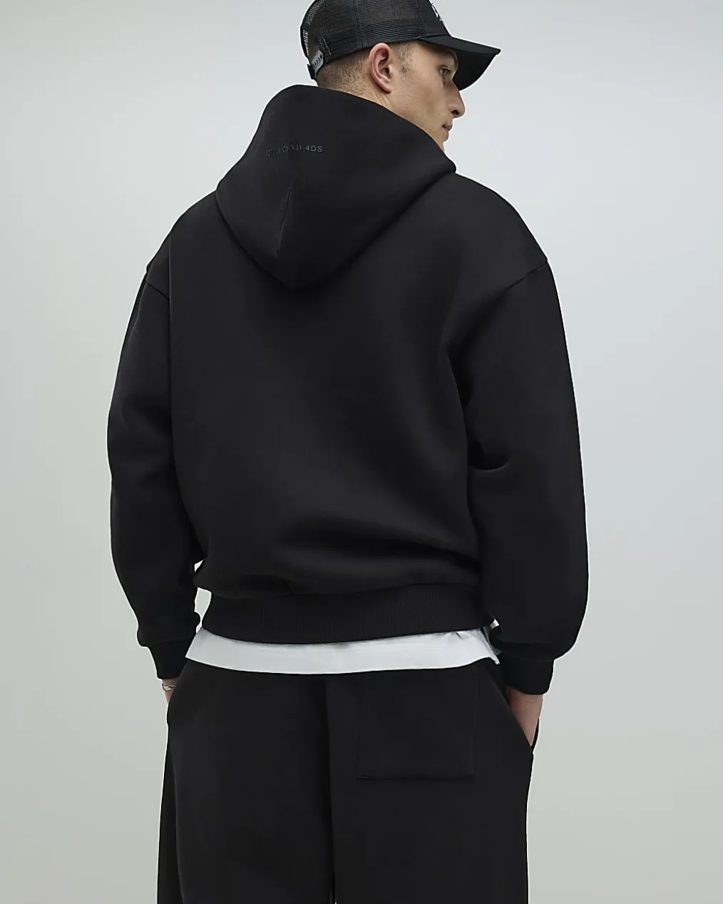 Black Oversized Fit Zip Through Hoodie