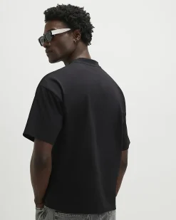 Black Oversized Floral Midweight T-Shirt
