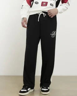 Black Oversized Wide Leg Side Stripe Joggers