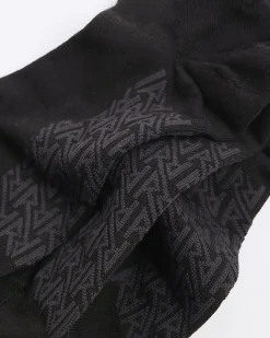 Black Pack Of 5 Ribbed Monogram Trainer Socks