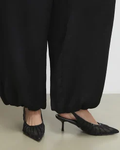 Black Panelled Mesh Slingback Court Heels