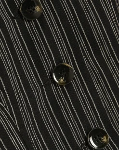 Black Pinstripe Cocoon Sleeve Jacket