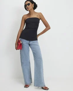 Black Polyamide Bandeau Top