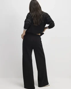 Black Premium Drawstring Wide Leg Joggers