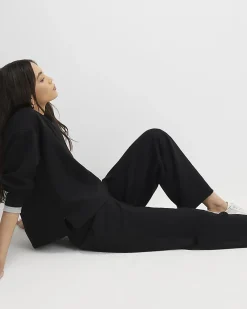 Black Premium Drawstring Wide Leg Joggers
