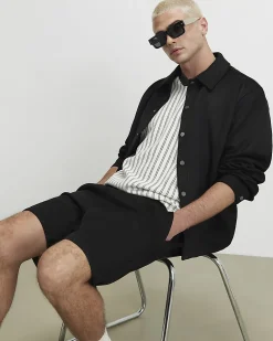 Black Pull On Faux Suedette Short