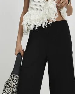 Black Pull On Textured Culottes