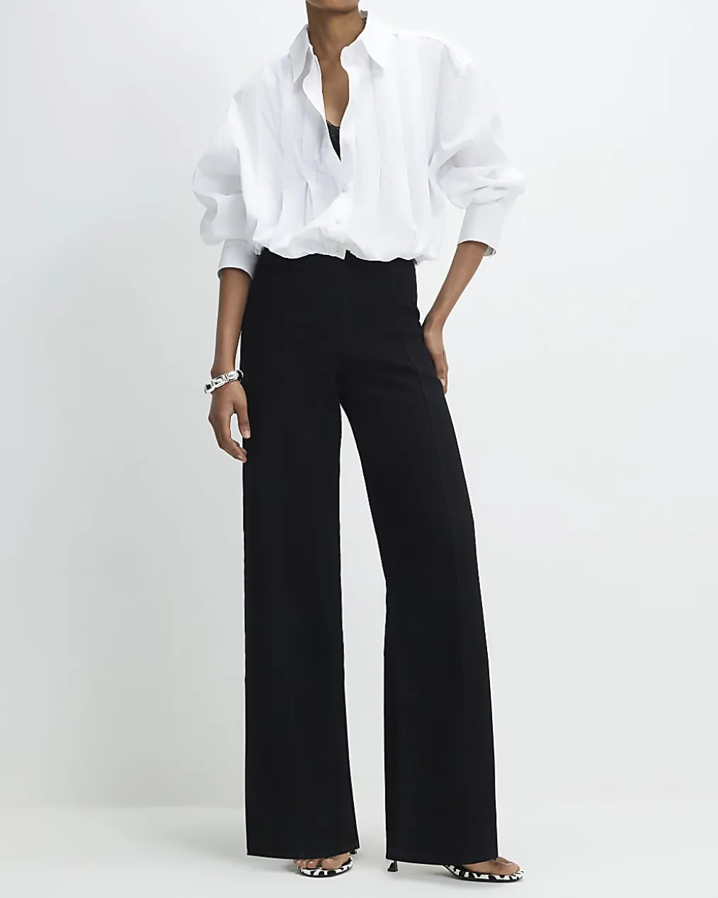 Black Pull-On Sculpt Palazzo Jeans