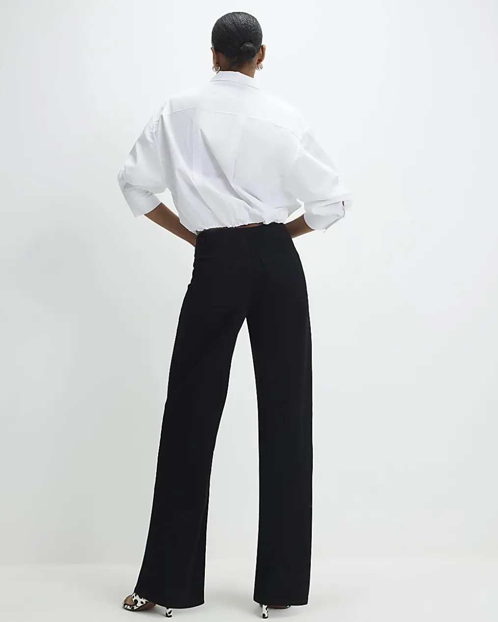 Black Pull-On Sculpt Palazzo Jeans