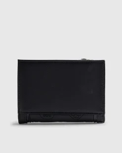 Black Quilted Monogram Print Fold Out Purse