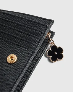 Black Quilted Monogram Print Fold Out Purse