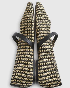 Black Raffia MaryJane Flat Ballet Pumps