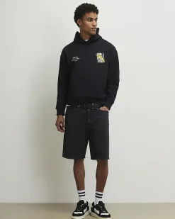 Black Regular Fit City Graphic Hoodie