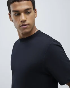Black Regular Fit Cotton Midweight T-Shirt