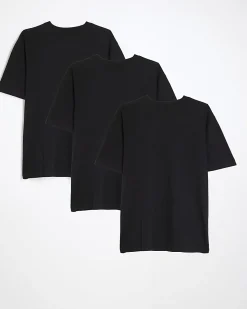 Black Regular Fit Crew Neck T-Shirts 3 Pack