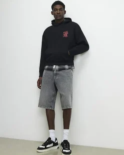 Black Regular Fit Fight Snake Hoodie