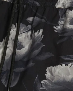 Black Regular Fit Floral Swim Shorts