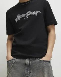Black Regular Fit Houndstooth T-Shirt