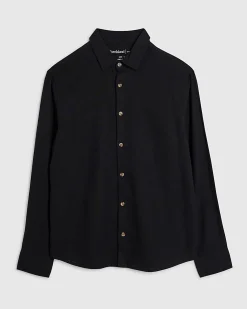 Black Regular Fit Linen Blend Shirt