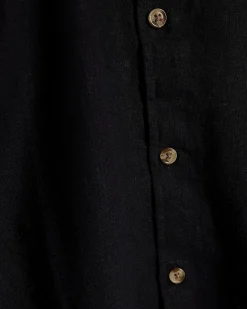 Black Regular Fit Linen Blend Shirt