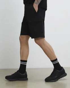 Black Regular Fit Longer Length Cargo Shorts