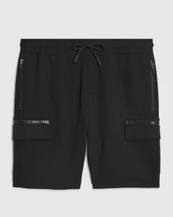 Black Regular Fit Nylon Pocket Cargo Shorts