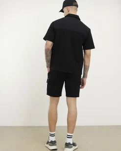 Black Regular Fit Nylon Pocket Cargo Shorts