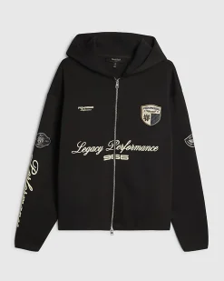 Black Regular Fit Penrose Zip Through Hoodie