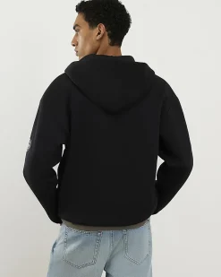 Black Regular Fit Penrose Zip Through Hoodie