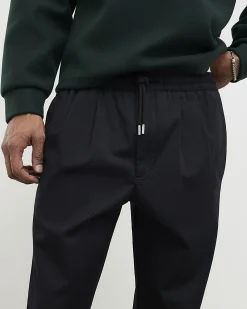 Black Regular Fit Pleated Joggers