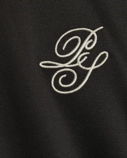 Black Regular Fit Script Zip Through Jacket