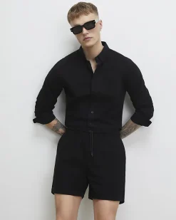 Black Regular Fit Shorter Length Shorts