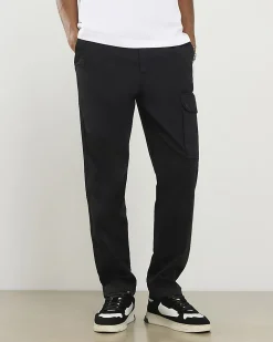 Black Regular Fit Stretch Cargo Trousers