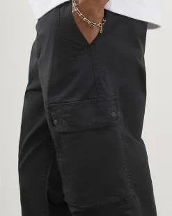 Black Regular Fit Stretch Cargo Trousers