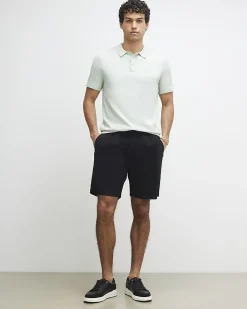Black Regular Fit Stretch Textured Shorts