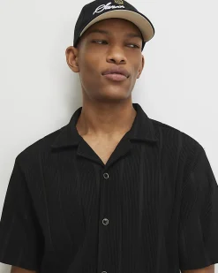 Black Regular Fit Stripe Cotton Shirt