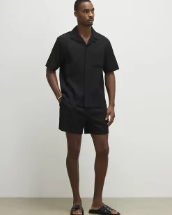 Black Regular Fit Textured Revere Shirt