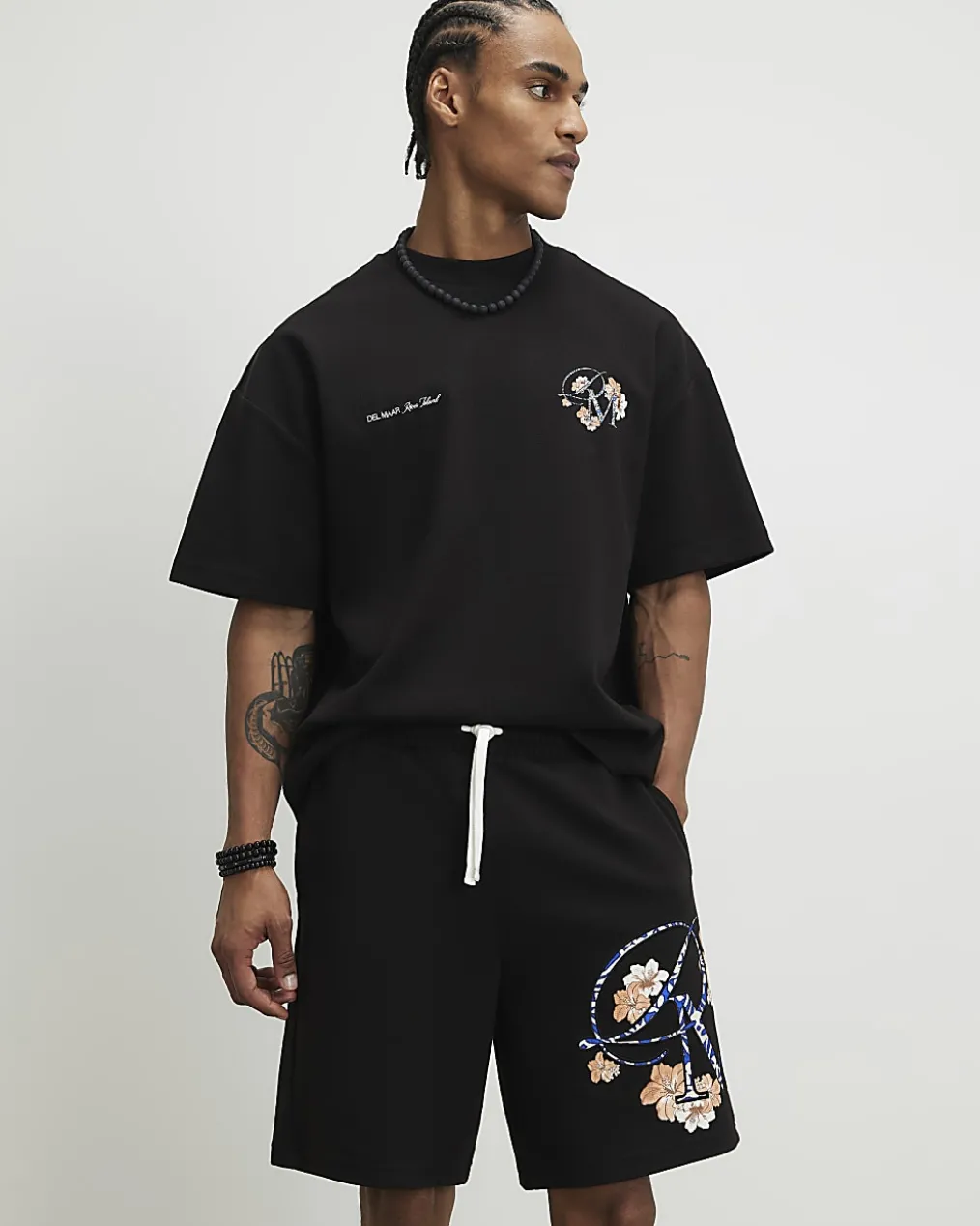 Black Regular Fit Textured Shorts