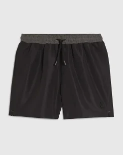 Black Regular Length Colour Block Swim Shorts