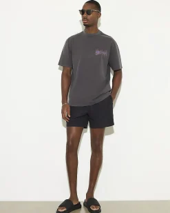 Black Regular Length Colour Block Swim Shorts