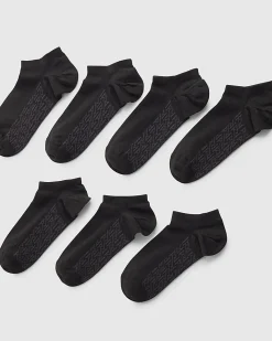 Black RI Monogram Pack Of 7 Socks