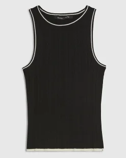 Black Ribbed Tipped Knitted Vest Top