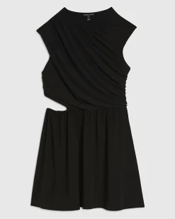 Black Ruched Cut Out Mini Dress