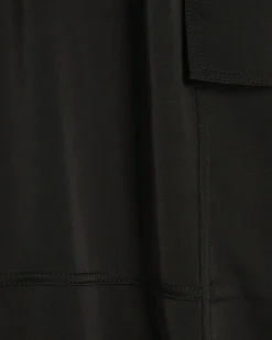 Black Satin Cargo Trousers