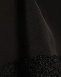 Black Satin Lace Trim Shorts