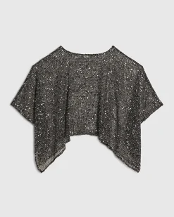 Black Sequin Knitted Cape